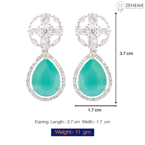 Rhodium-Plated Teardrop & Floral Drop Earrings